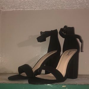 Strappy black heels